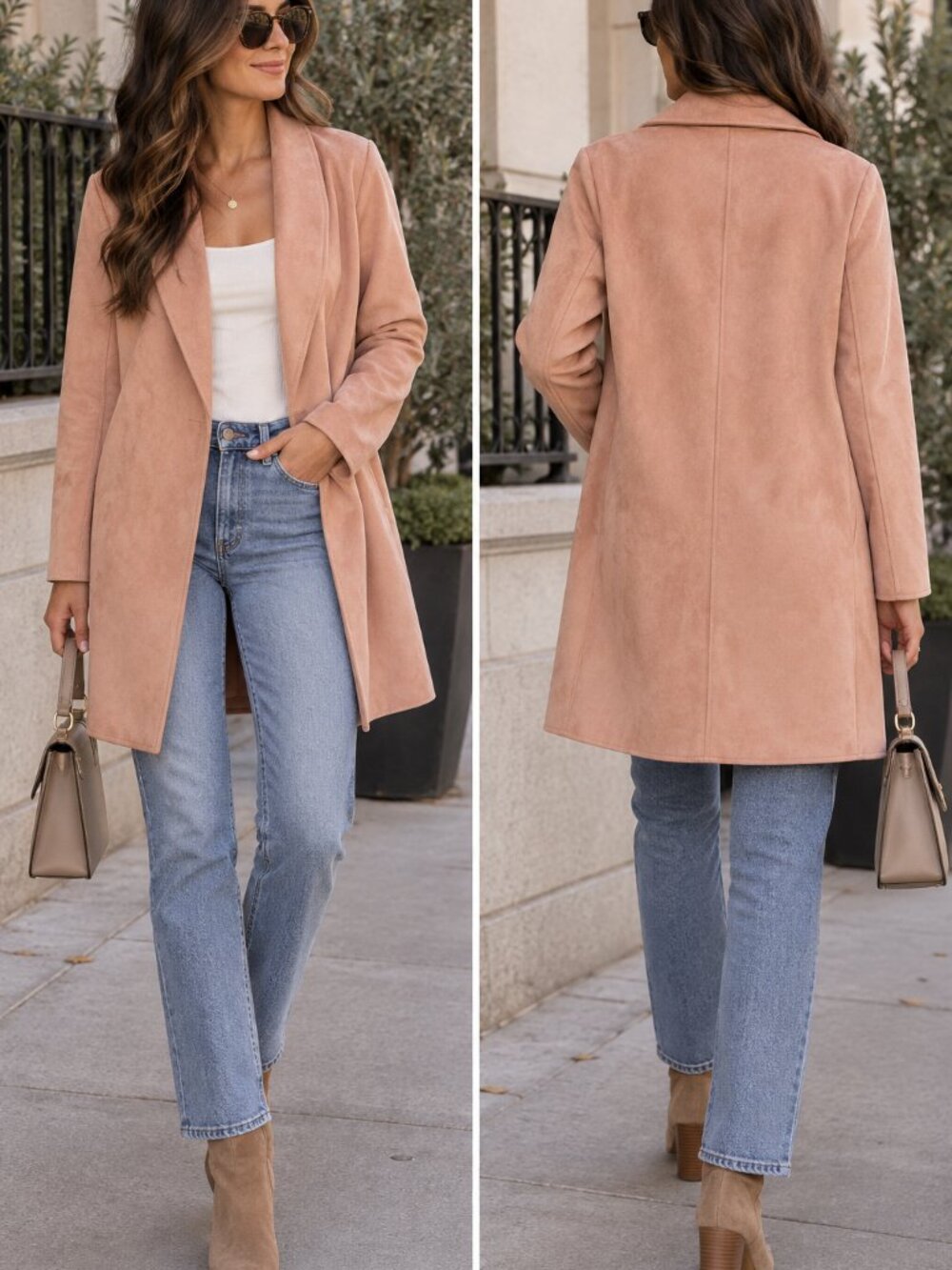 Dynamite Suede Blazer Coat
